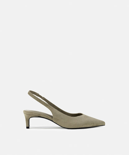 Suede-Effect Slingback Heels