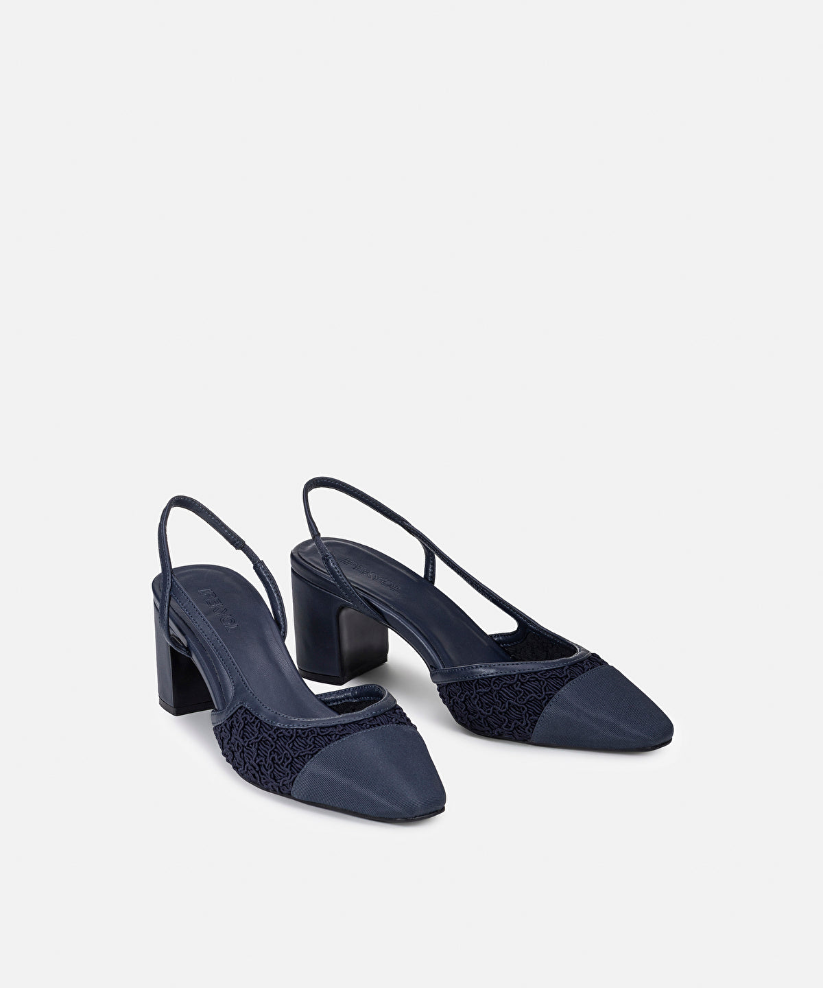 Zoomed Contrast-Textured Slingback Heels