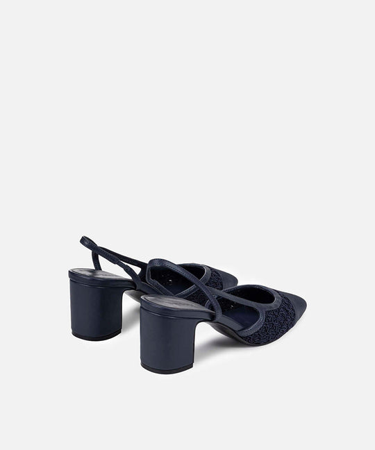 Contrast-Textured Slingback Heels