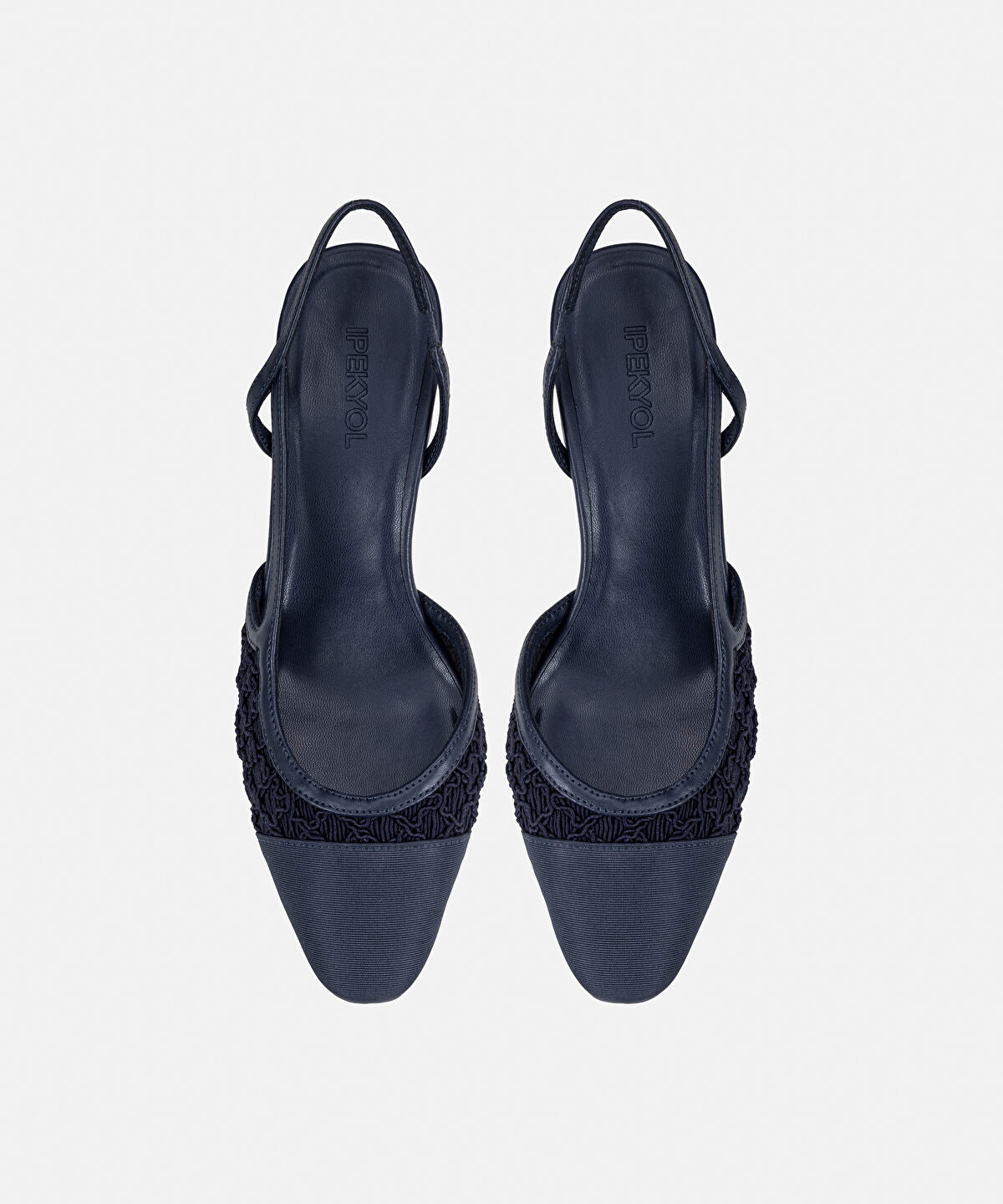 Zoomed Contrast-Textured Slingback Heels