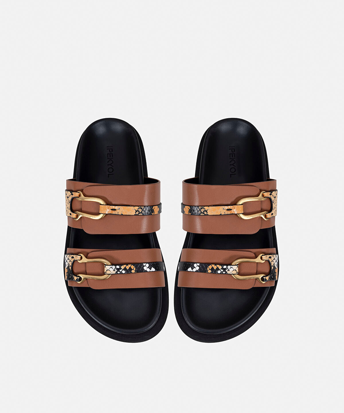 Zoomed Double-Strap Embellished Slippers