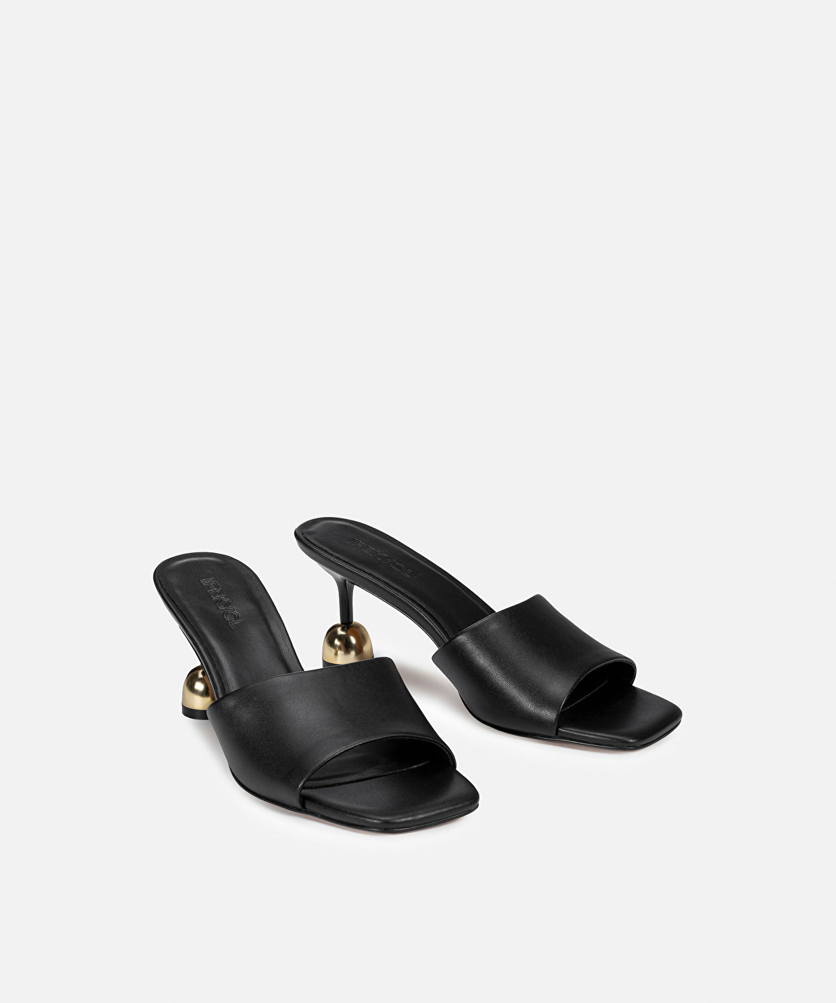 Zoomed Leather-Effect Mules with Contrasting Heels