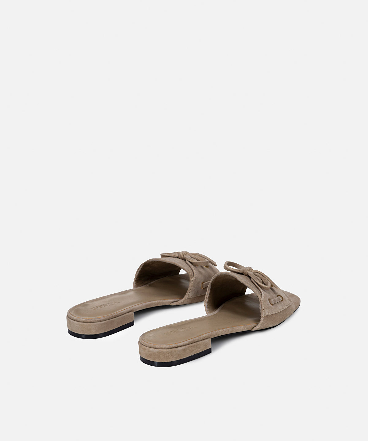 Zoomed Suede-Leather Slippers with Bow