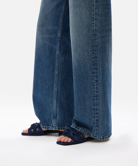 Suede-Leather Slippers with Bow