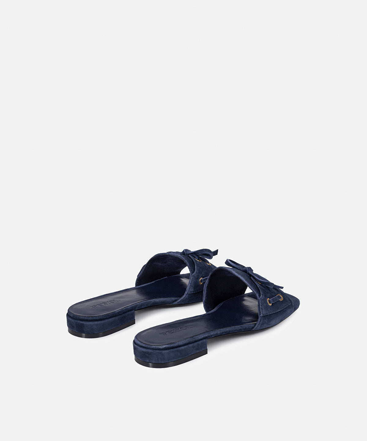 Zoomed Suede-Leather Slippers with Bow