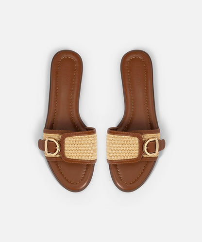 Contrast Texture Buckle Slides