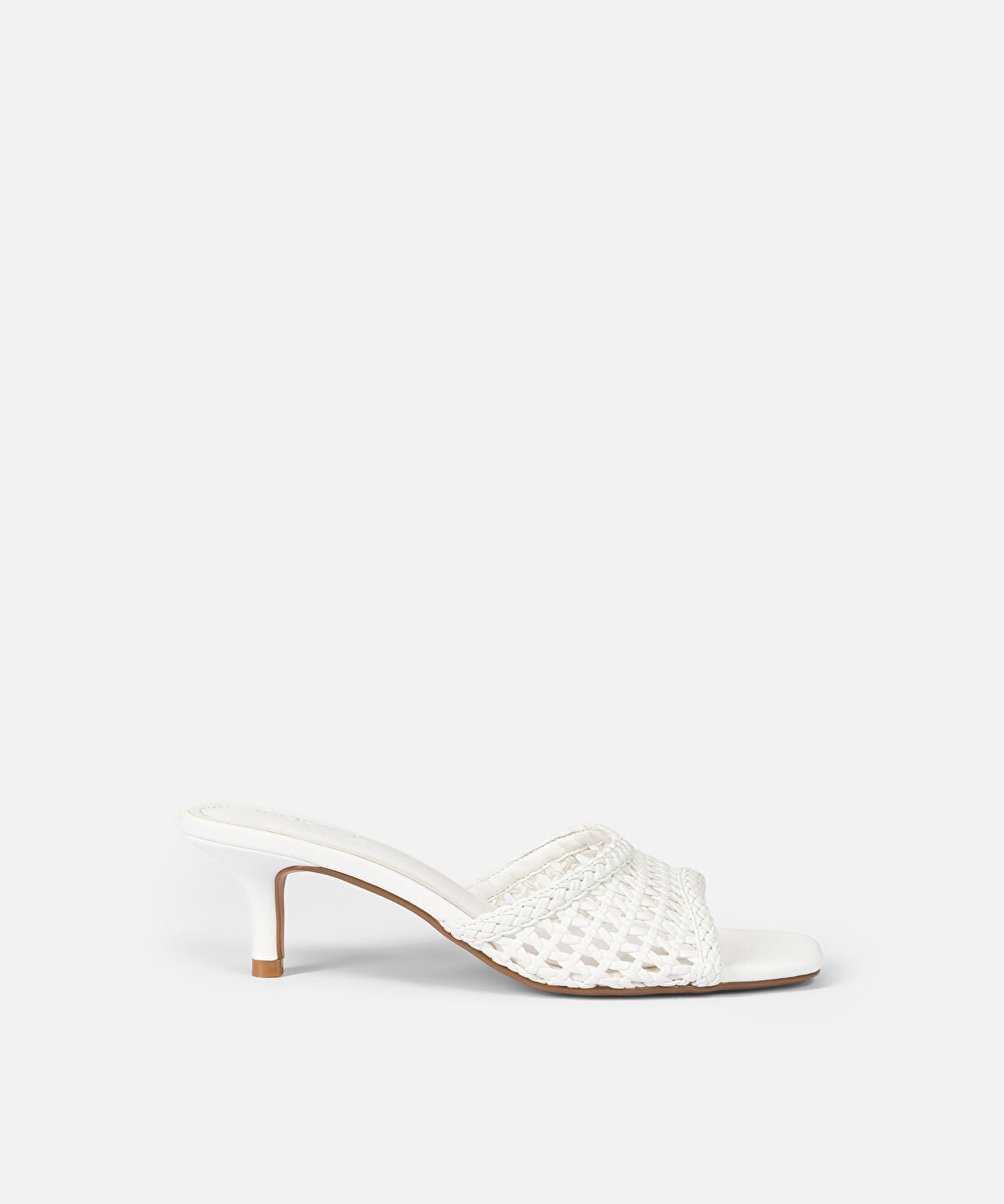 Zoomed Woven Effect Kitten Heel Slides