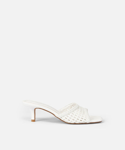 Woven Effect Kitten Heel Slides