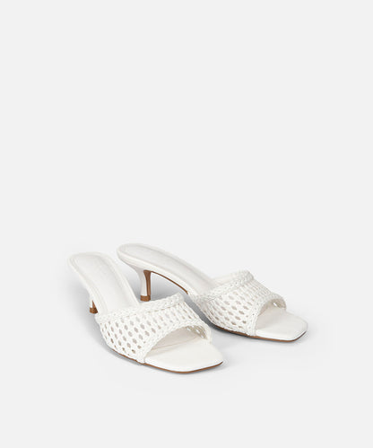 Woven Effect Kitten Heel Slides