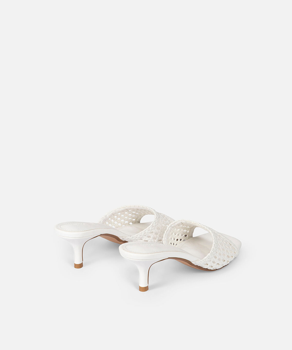 Zoomed Woven Effect Kitten Heel Slides