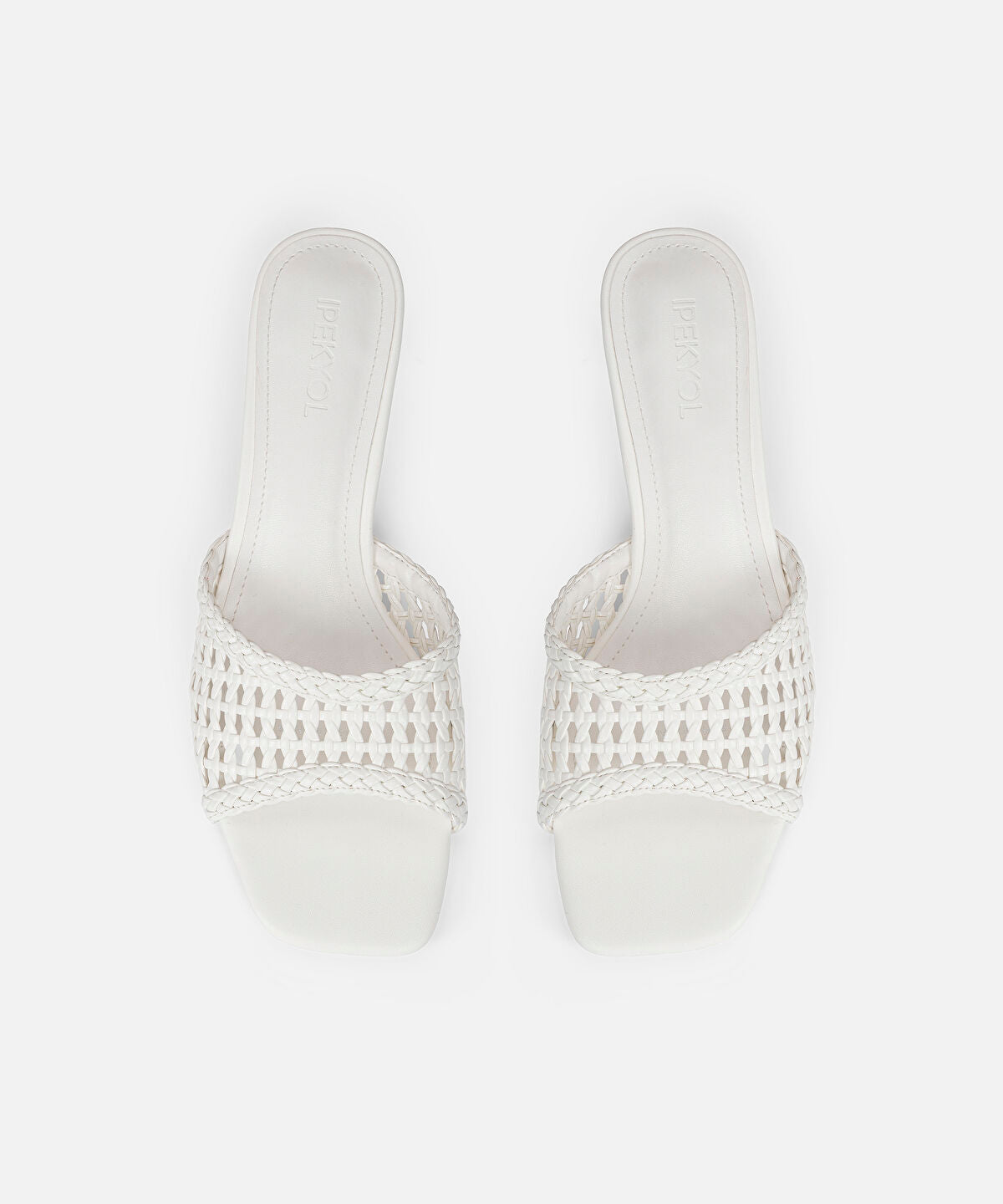 Woven Effect Kitten Heel Slides