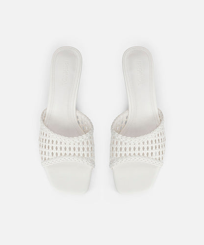 Woven Effect Kitten Heel Slides