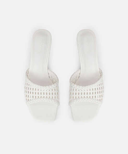 Woven Effect Kitten Heel Slides