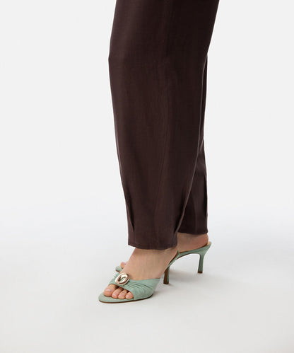 Metal Buckle Leather Mules