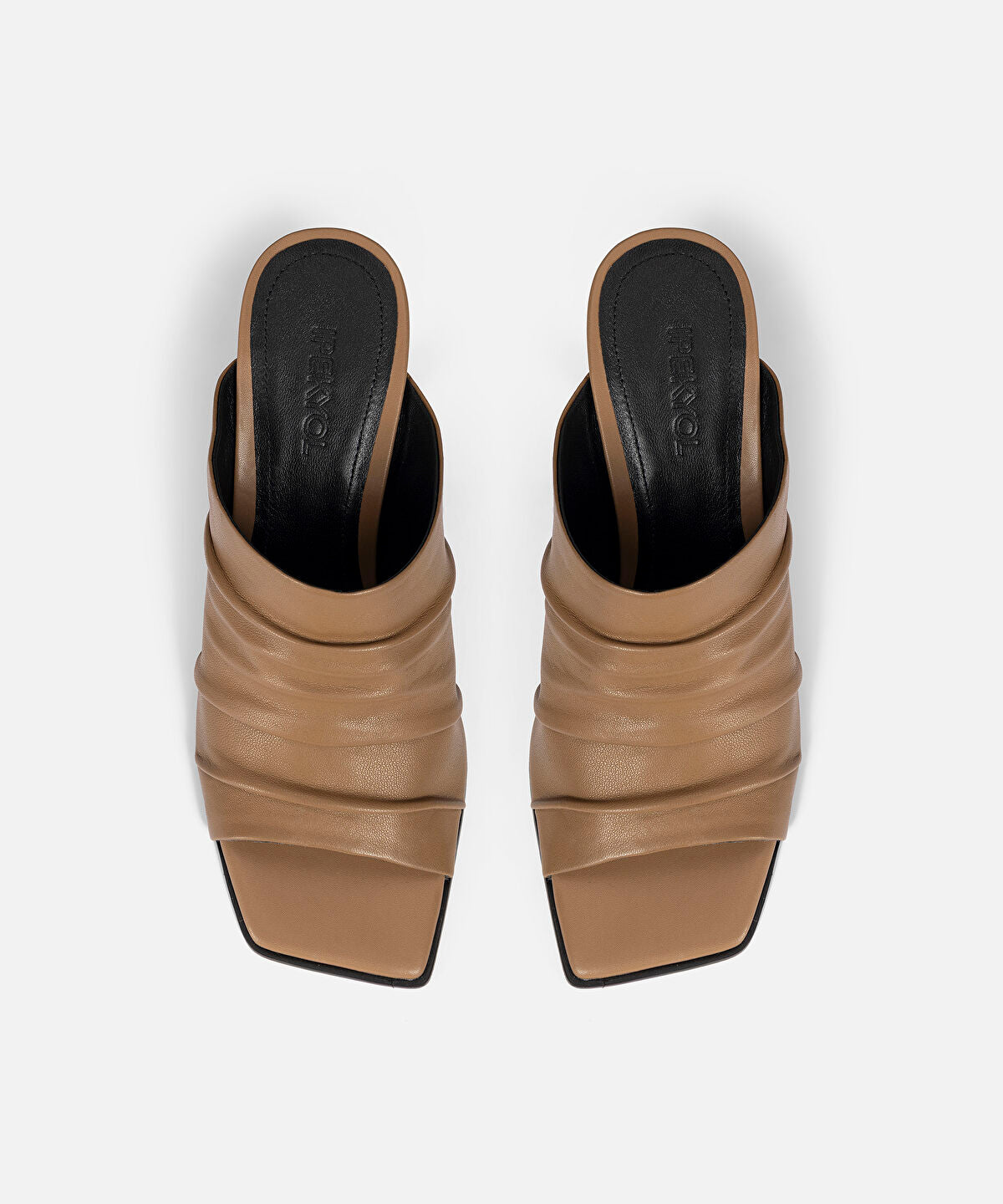 Zoomed Ruched Leather Heeled Sandals
