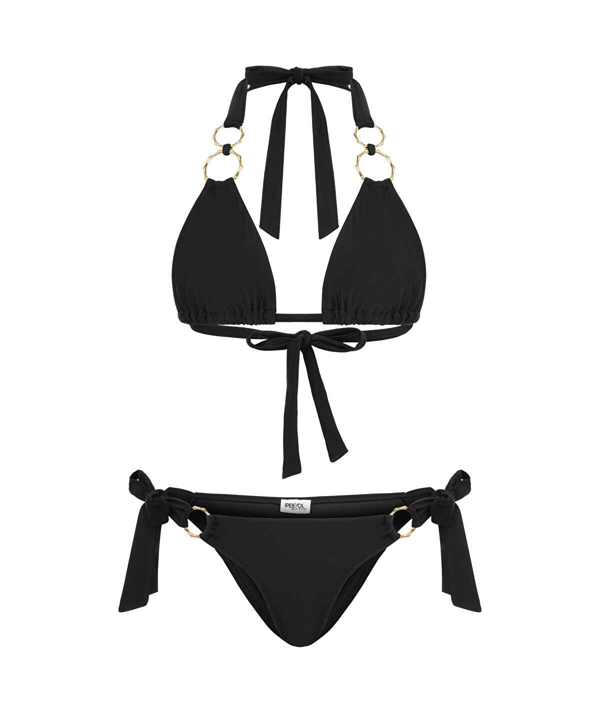 Metal Accent Halter-Neck Bikini Set