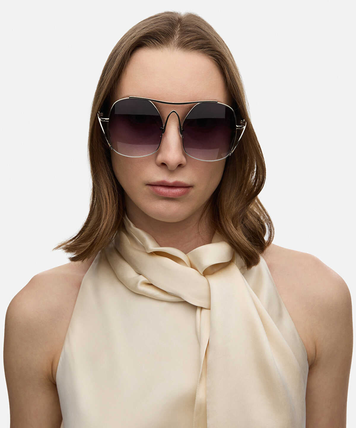 Zoomed Metal Frame Sunglasses