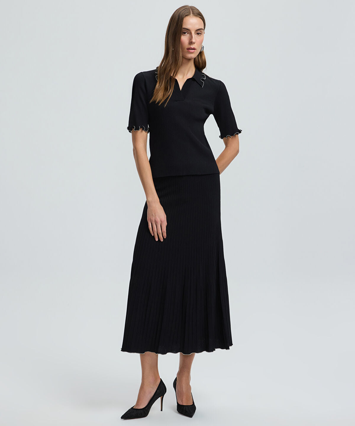 Zoomed Embellished Knit Top