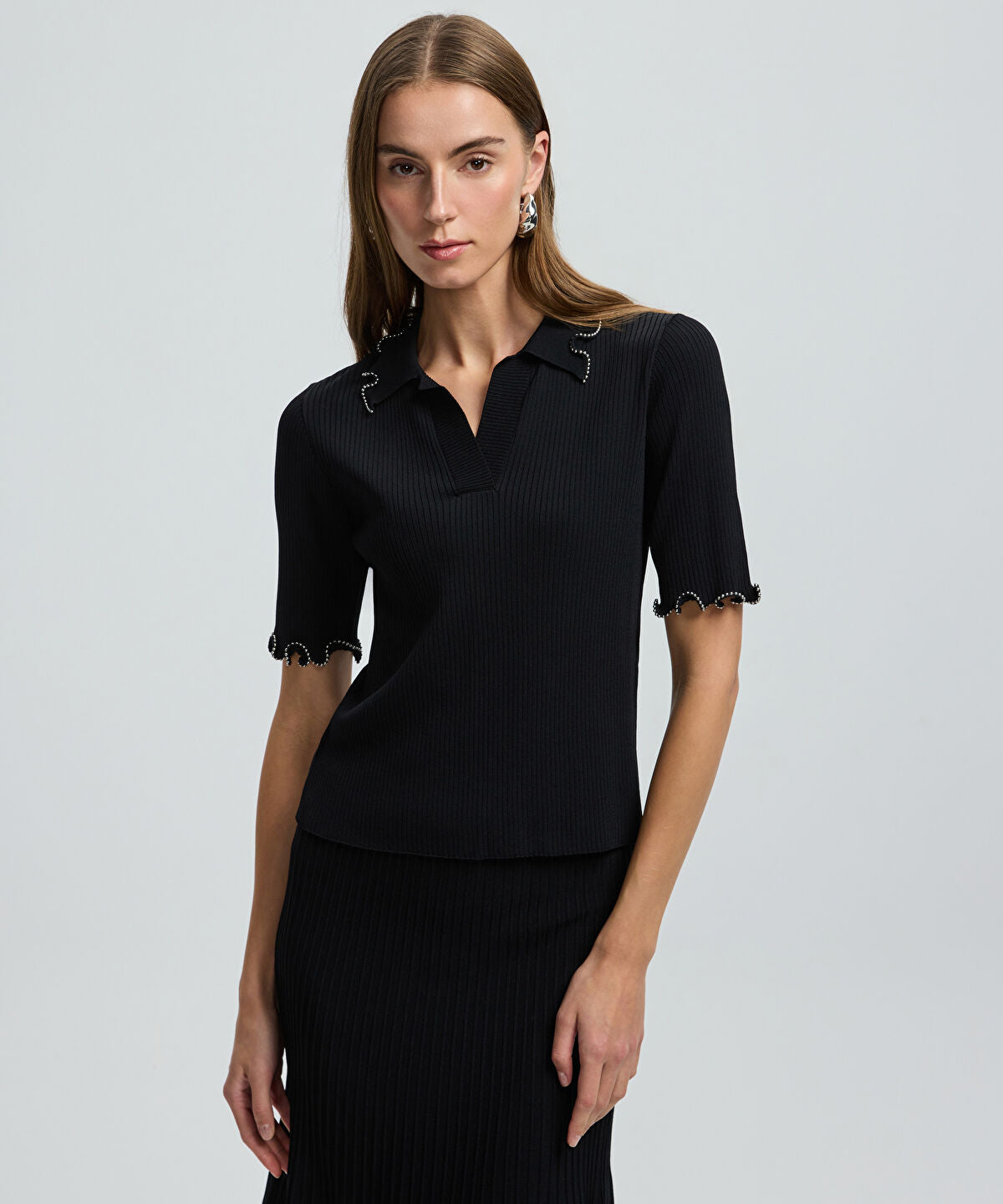 Zoomed Embellished Knit Top