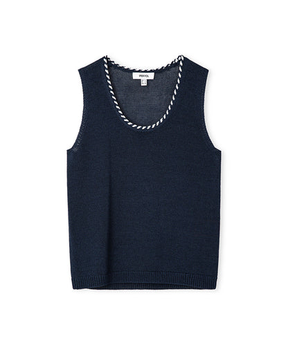 Knit Top with Contrast Piping