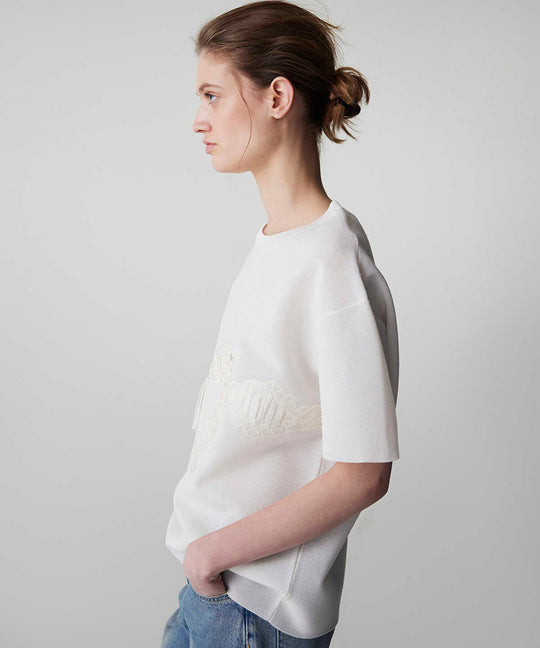 Embroidered Knit Top with Applique