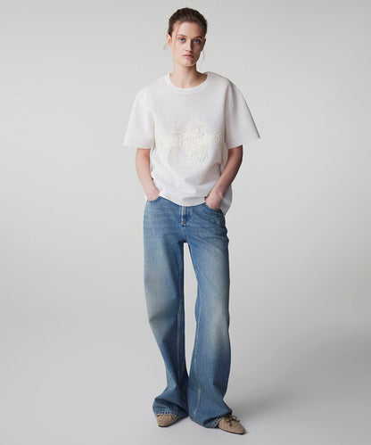 Embroidered Knit Top with Applique
