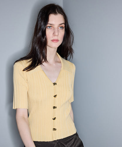 Knit Top with Gold Buttons