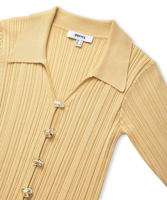 Knit Top with Gold Buttons
