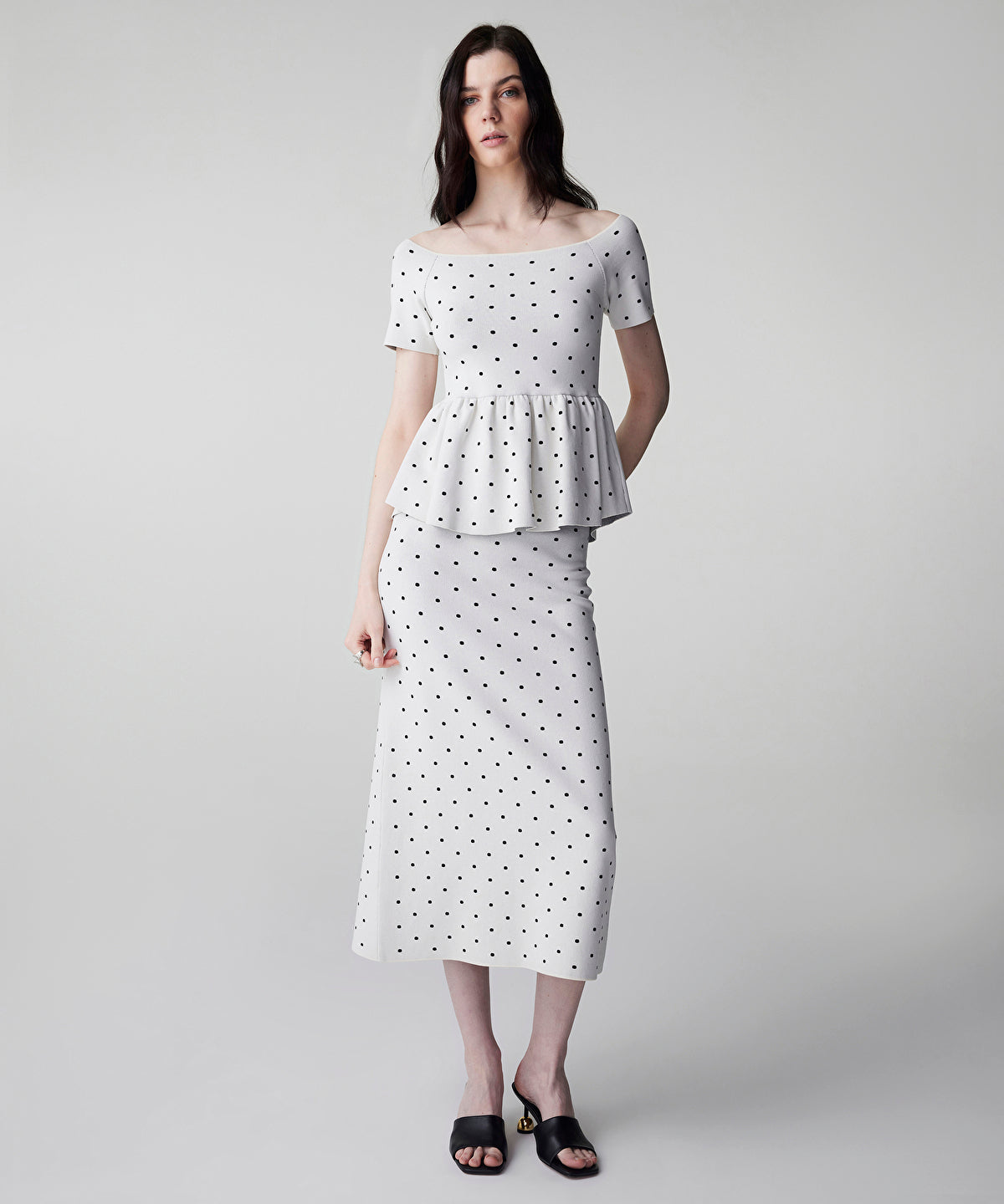 Zoomed Polka-Dot Knit Top