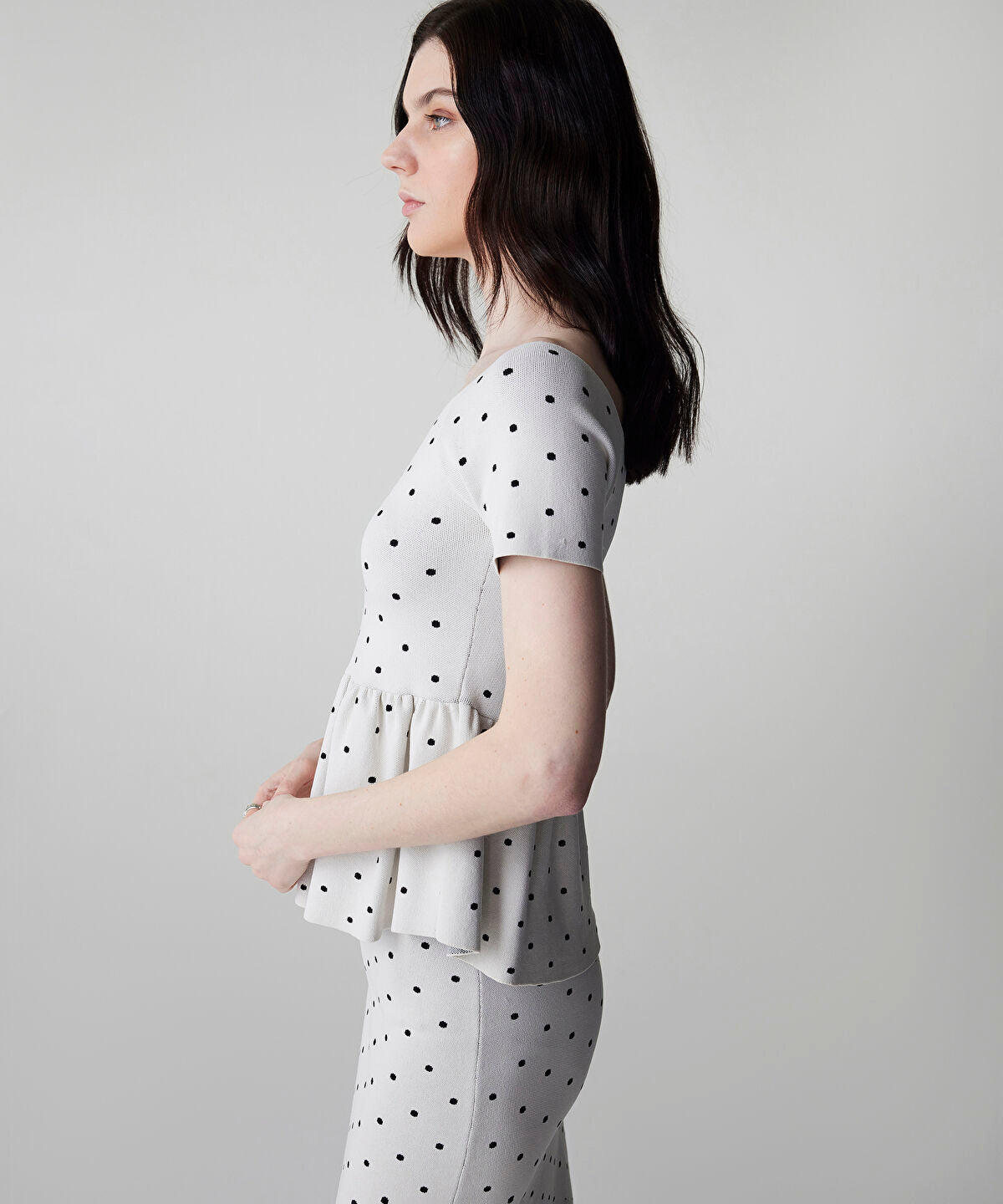 Zoomed Polka-Dot Knit Top