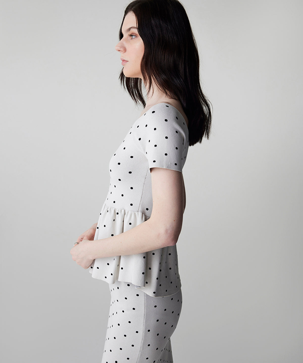 Zoomed Polka-Dot Knit Top