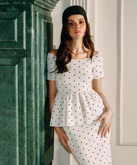 Polka-Dot Knit Top