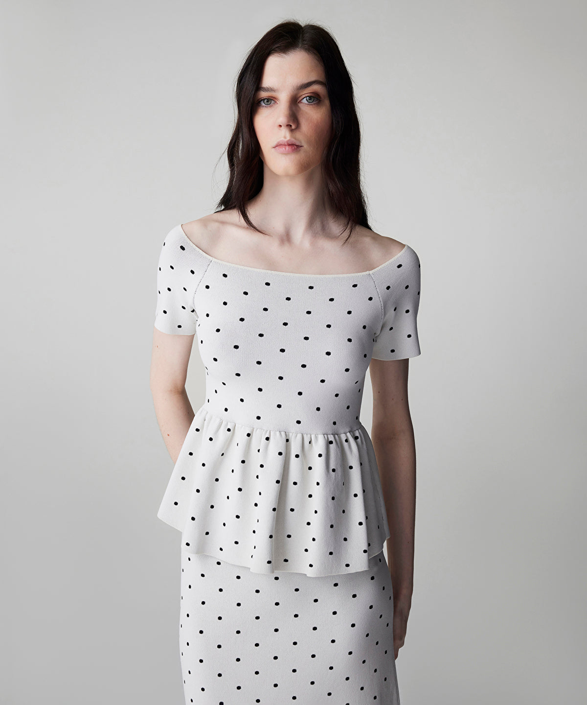 Zoomed Polka-Dot Knit Top