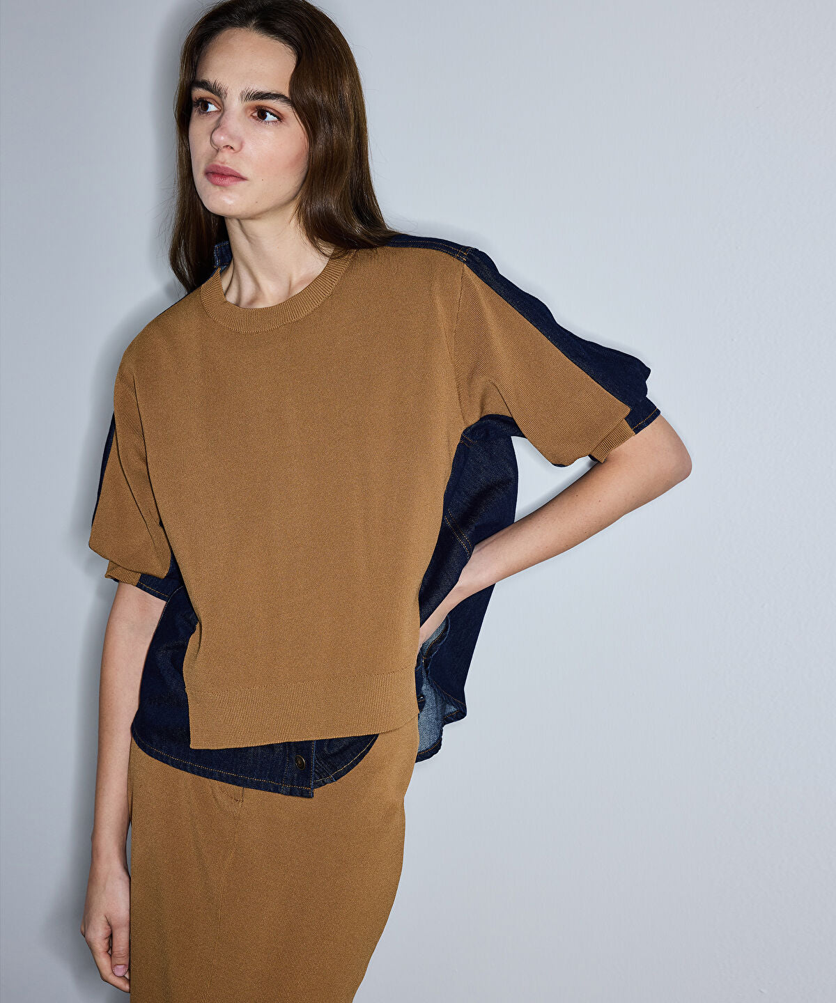 Zoomed Mixed Media Knit Top