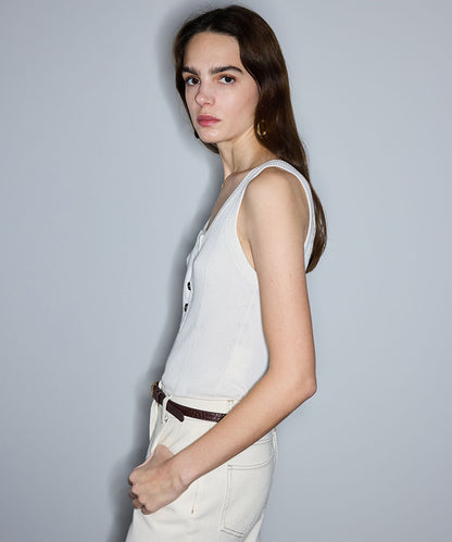 Buttoned Knit Tank Top