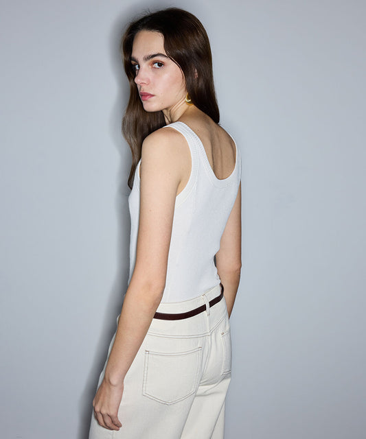 Buttoned Knit Tank Top