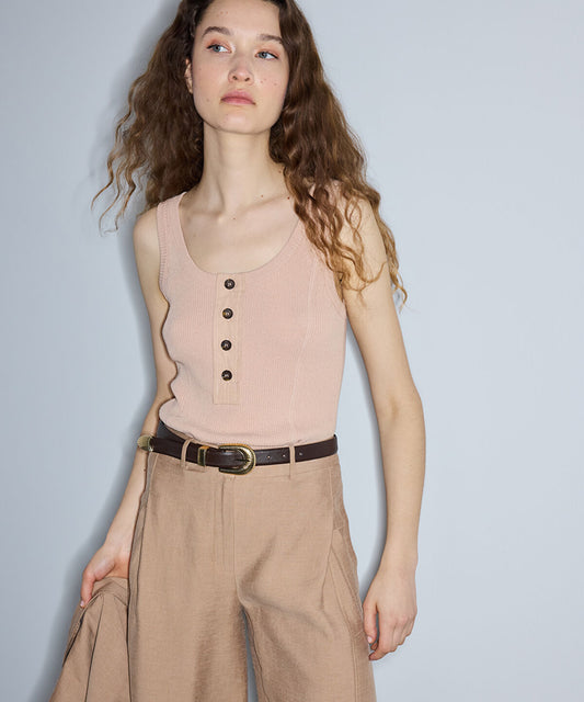 Buttoned Knit Tank Top