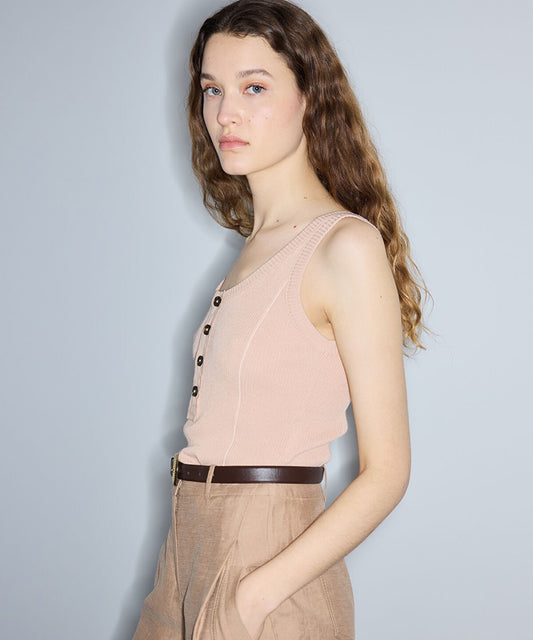 Buttoned Knit Tank Top