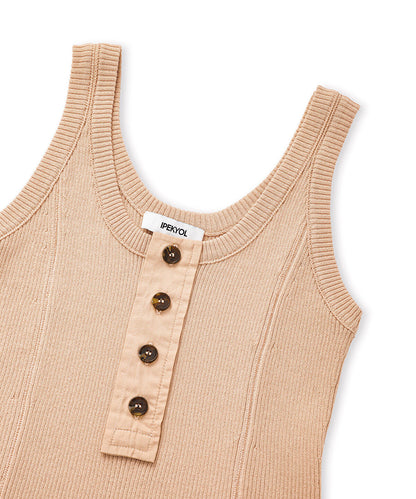 Buttoned Knit Tank Top