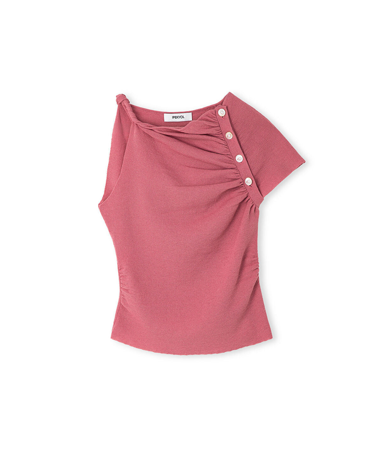 Gathered Asymmetric Knit Top