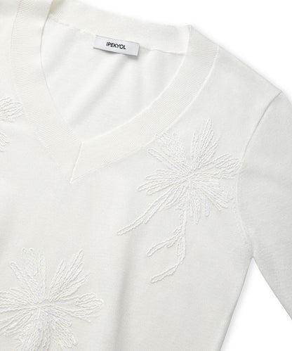Embroidered Sequinned Knit Top