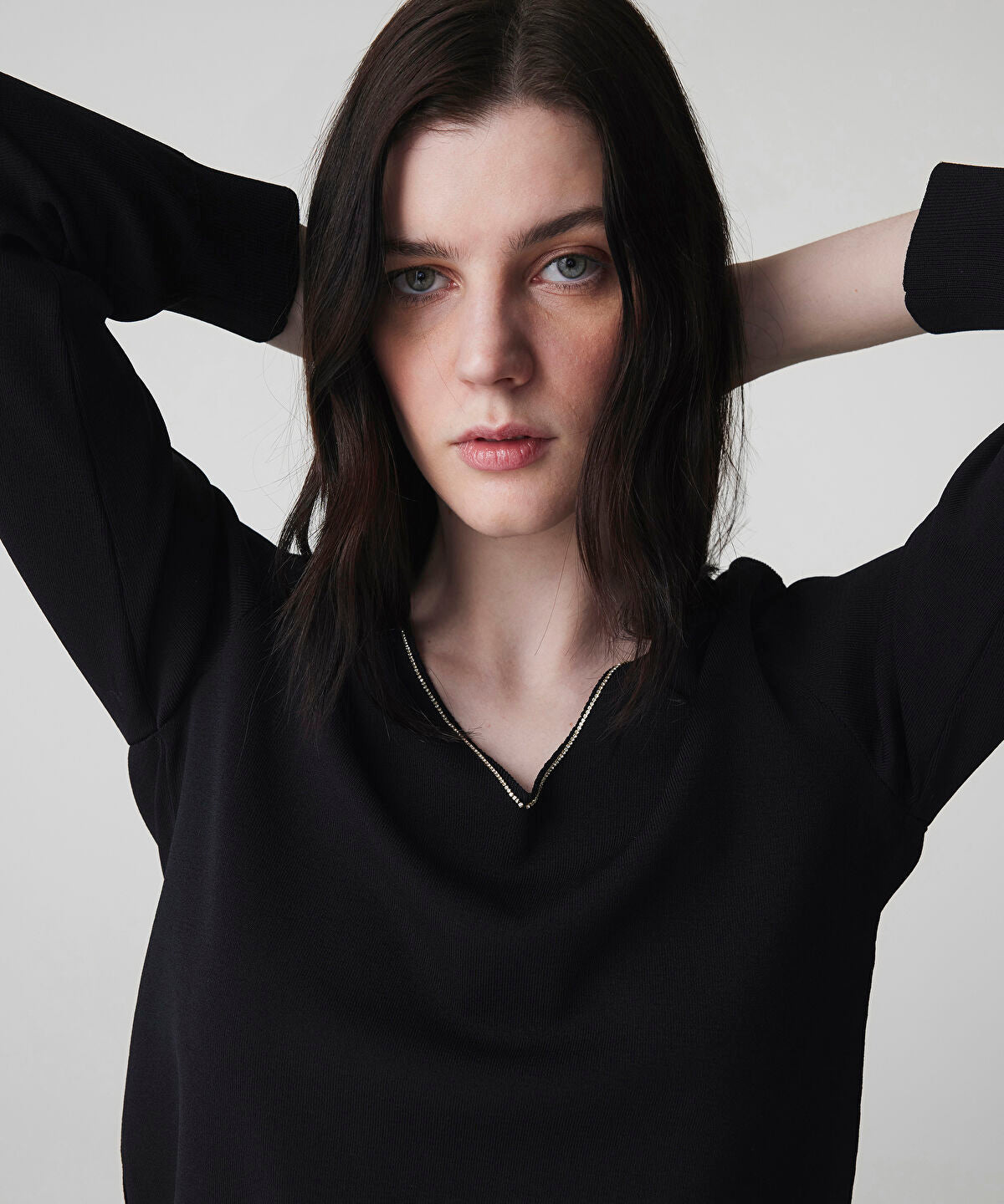 Zoomed Knit Top with Rhinstone Embellishments