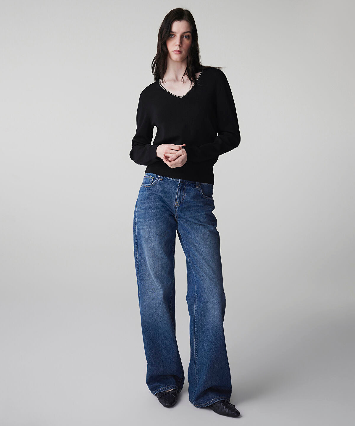 Zoomed Knit Top with Rhinstone Embellishments