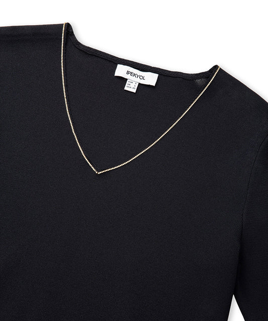 Knit Top with Rhinstone Embellishments