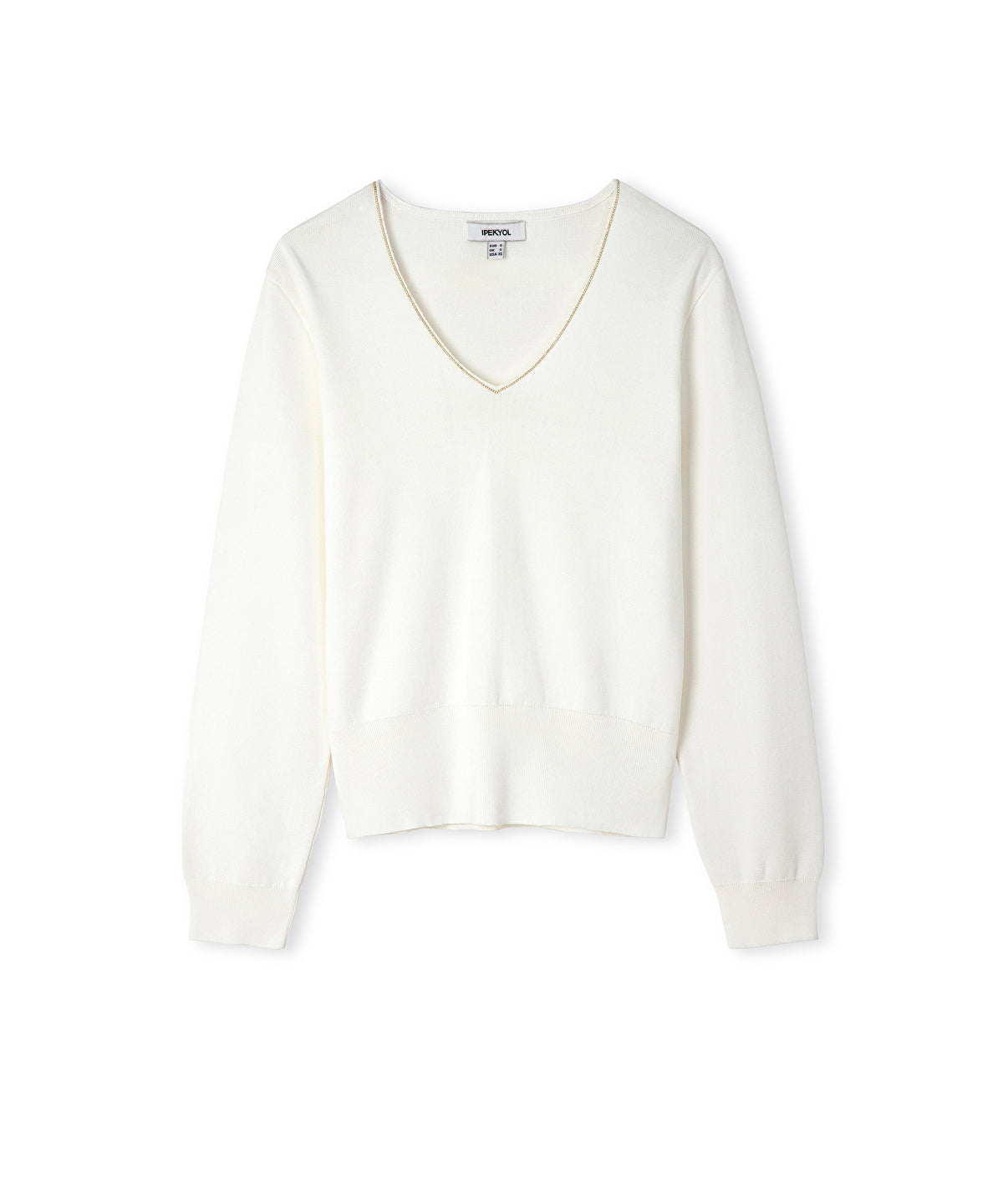 Zoomed Knit Top with Rhinstone Embellishments