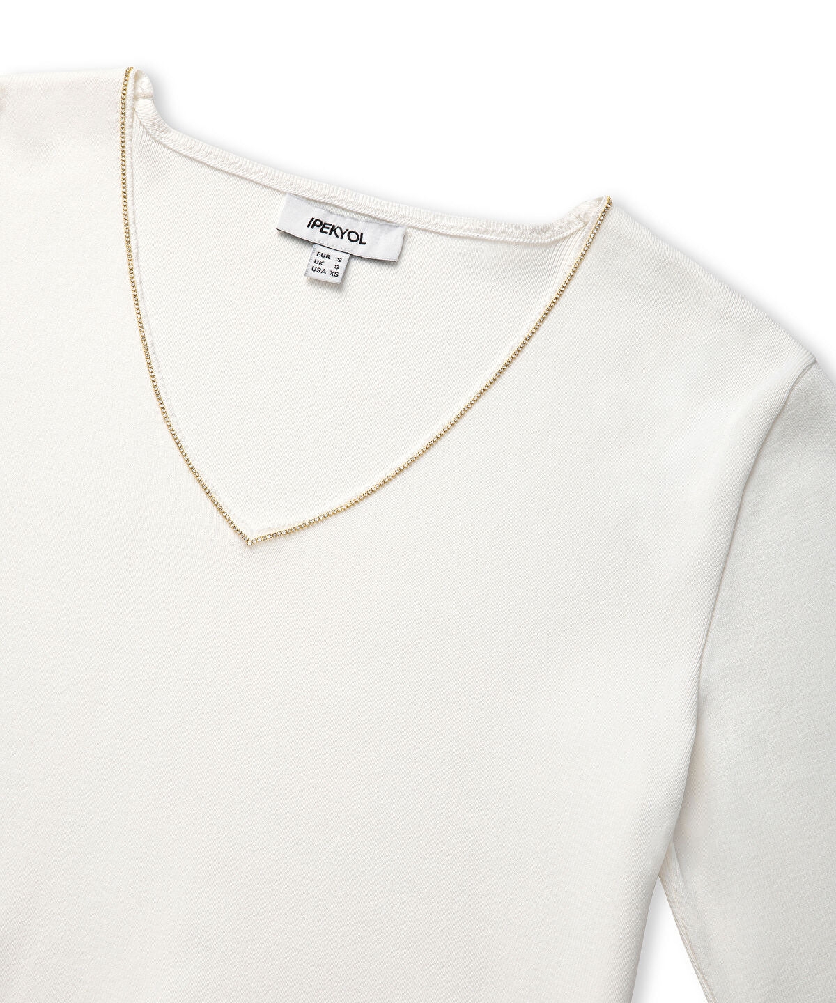 Zoomed Knit Top with Rhinstone Embellishments