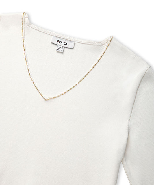 Knit Top with Rhinstone Embellishments