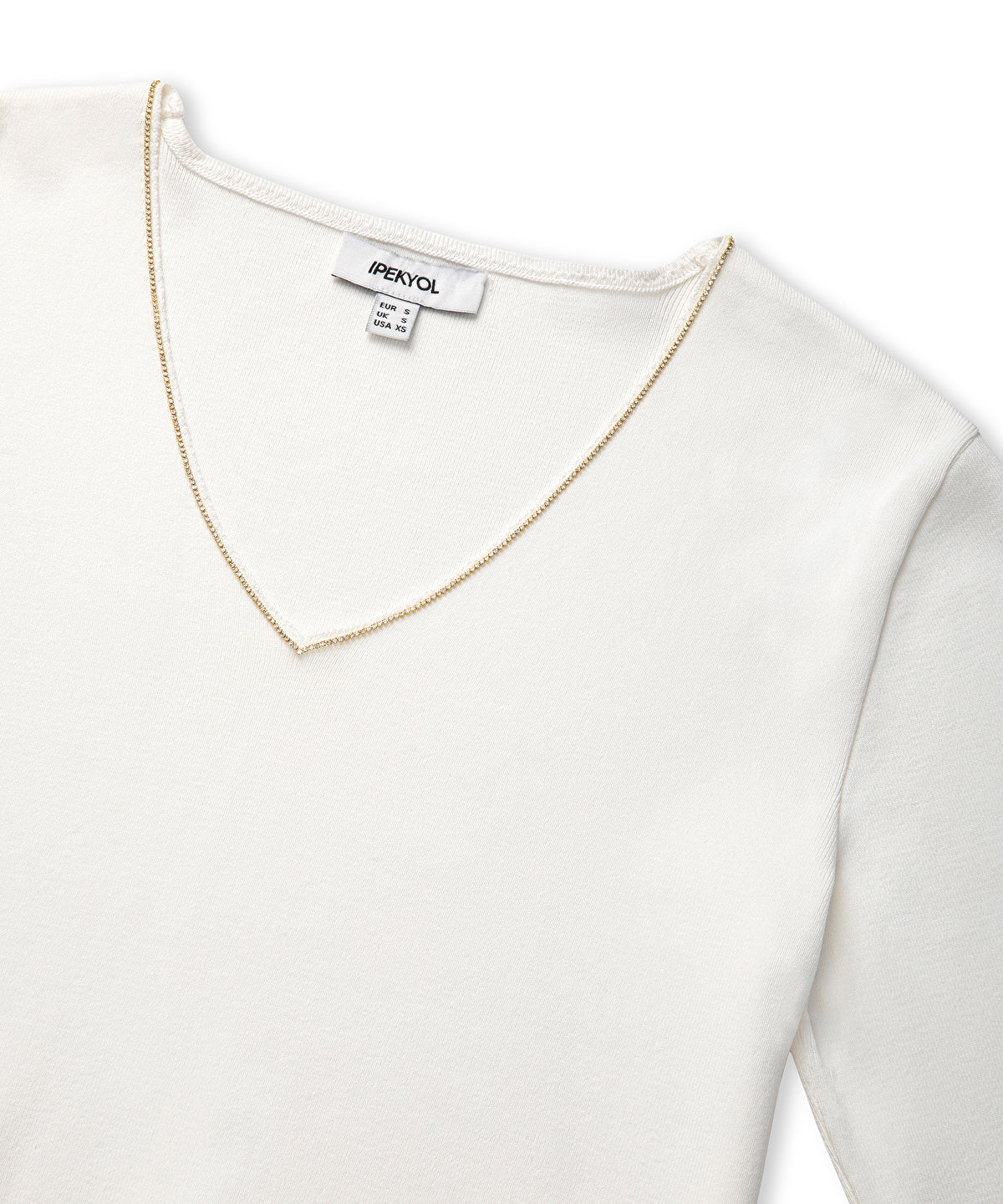 Zoomed Knit Top with Rhinstone Embellishments