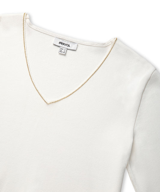 Knit Top with Rhinstone Embellishments