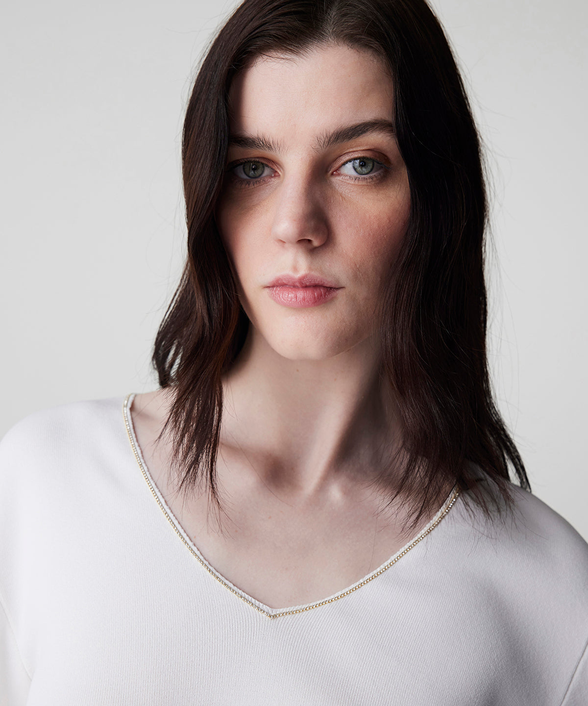 Zoomed Knit Top with Rhinstone Embellishments